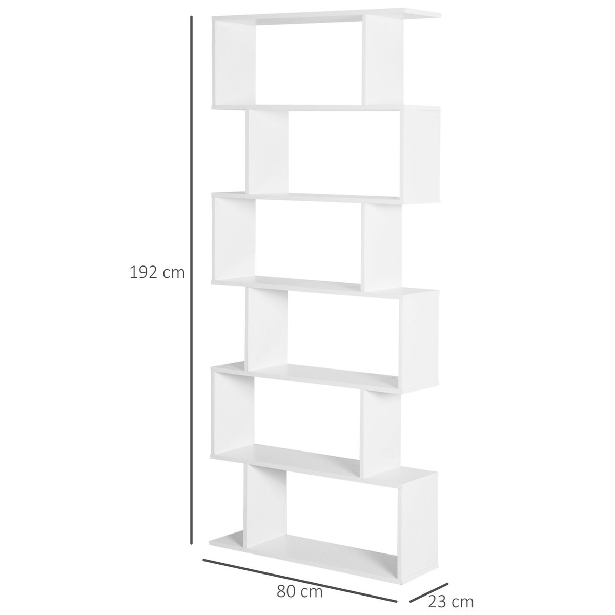 Estantería Valley Homcom 6 estantes blanco 192x80x23 cm