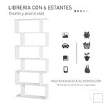 Estantería Valley Homcom 6 estantes blanco 192x80x23 cm