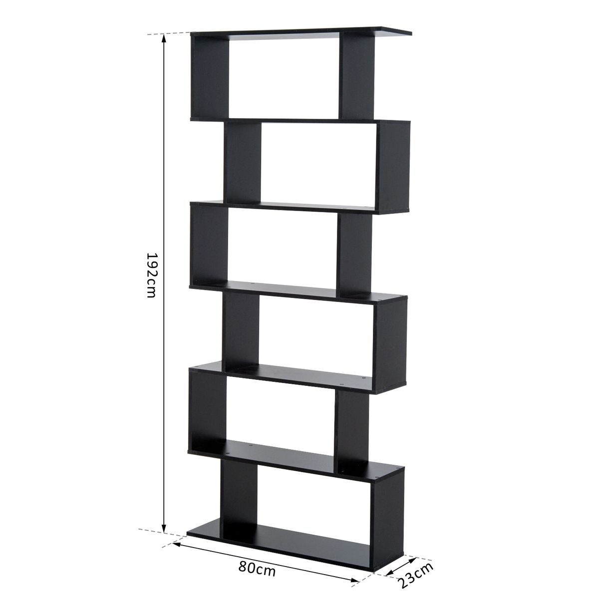 Estantería Valley Homcom 6 estantes negro 192x80x23 cm