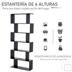 Estantería Valley Homcom 6 estantes negro 192x80x23 cm