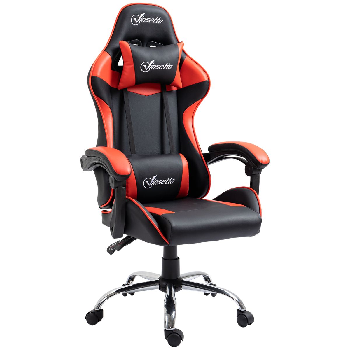 Silla Coyote gaming Vinsetto altura ajustable con cojín lumbar rojo 122-130x63x67 cm