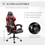 Silla Coyote gaming Vinsetto altura ajustable con cojín lumbar rojo 122-130x63x67 cm
