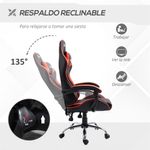 Silla Coyote gaming Vinsetto altura ajustable con cojín lumbar rojo 122-130x63x67 cm