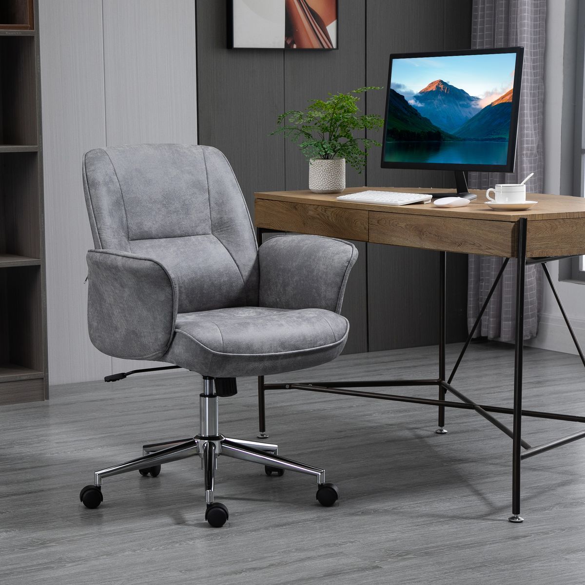 Silla de escritorio Essoho Vinsetto basuclante con reposabrazos gris 92-102x67x69 cm