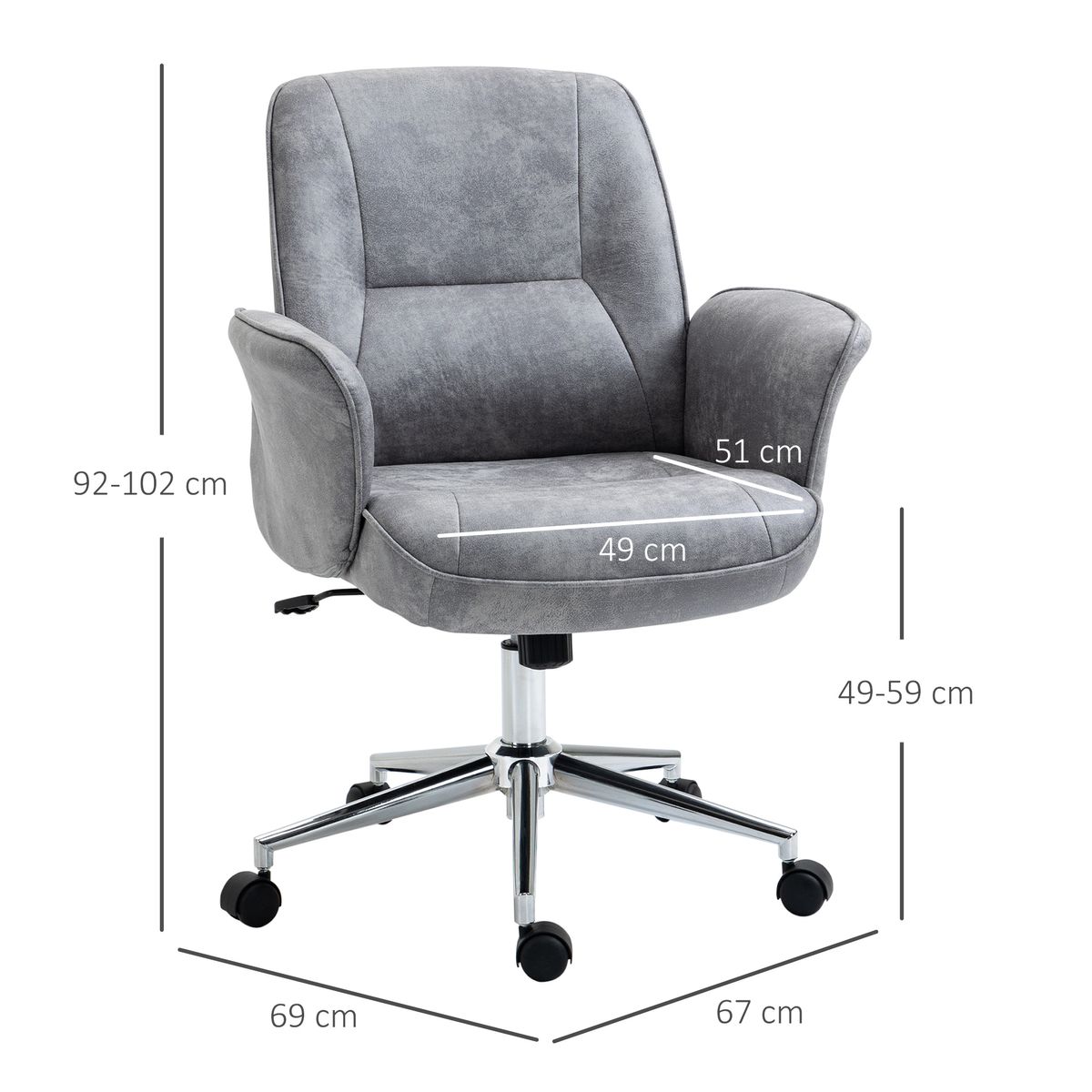 Silla de escritorio Essoho Vinsetto basuclante con reposabrazos gris 92-102x67x69 cm