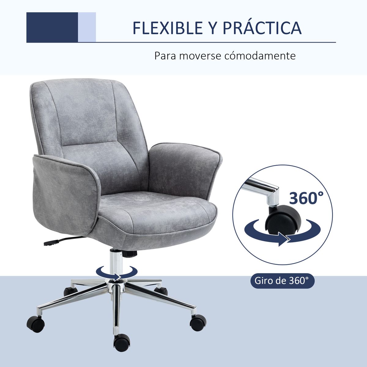 Silla de escritorio Essoho Vinsetto basuclante con reposabrazos gris 92-102x67x69 cm