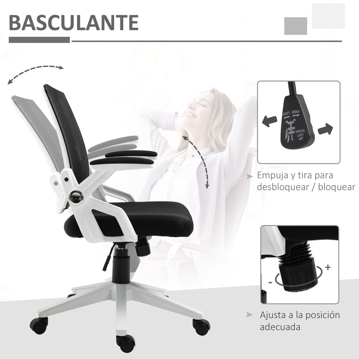 Silla de oficina Samdo Vinsetto con reposabrazos altura ajustable negro 94-104x61x61 cm