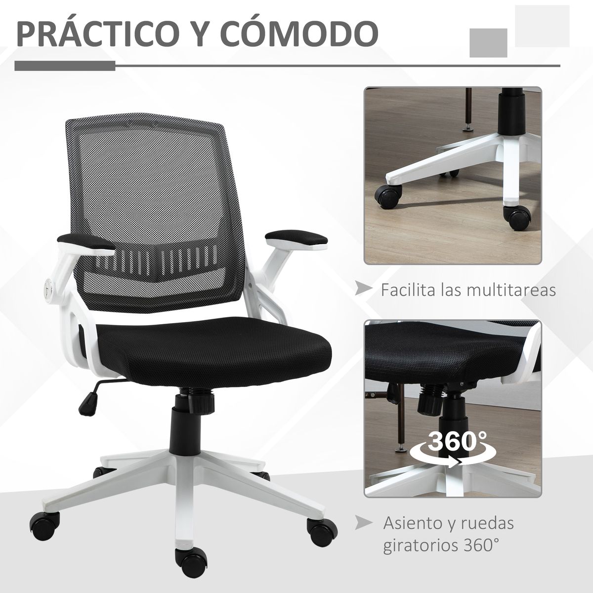 Silla de oficina Samdo Vinsetto con reposabrazos altura ajustable negro 94-104x61x61 cm
