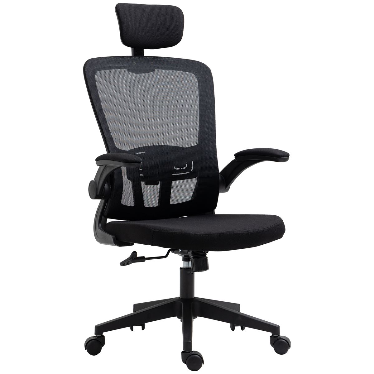 Silla de oficina Ousby Vinsetto altura ajustable plegable negro 114-122x65x64 cm
