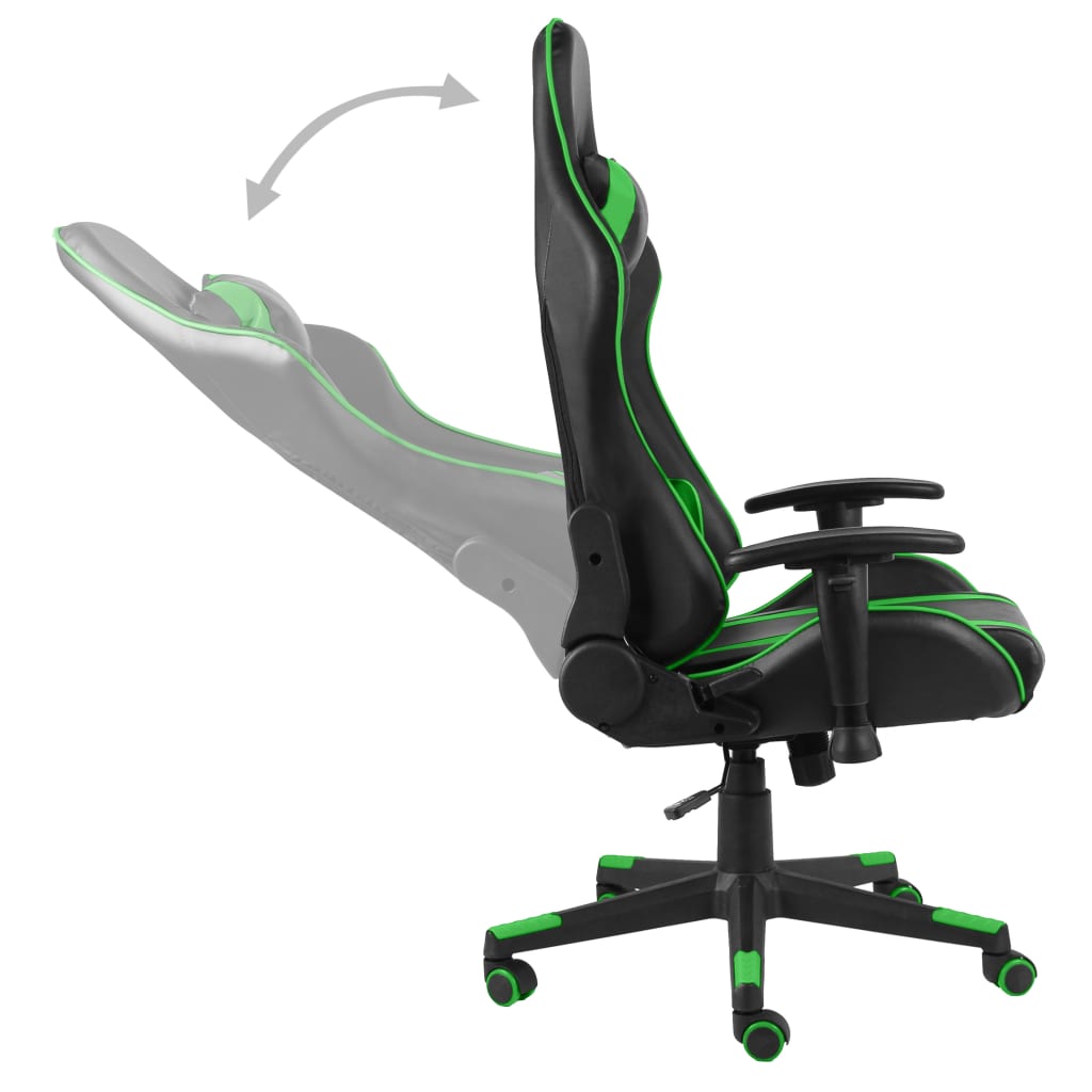 Silla gaming Ayton altura regulable + respaldo reclinable verde 123-133x60x69 cm