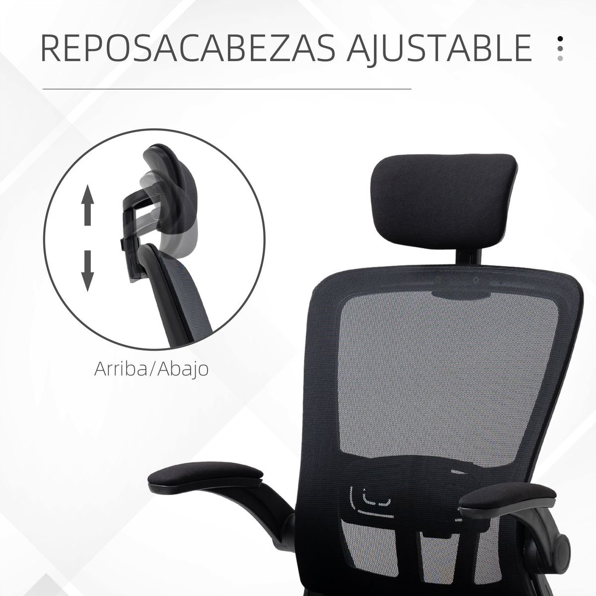 Silla de oficina Ousby Vinsetto altura ajustable plegable negro 114-122x65x64 cm