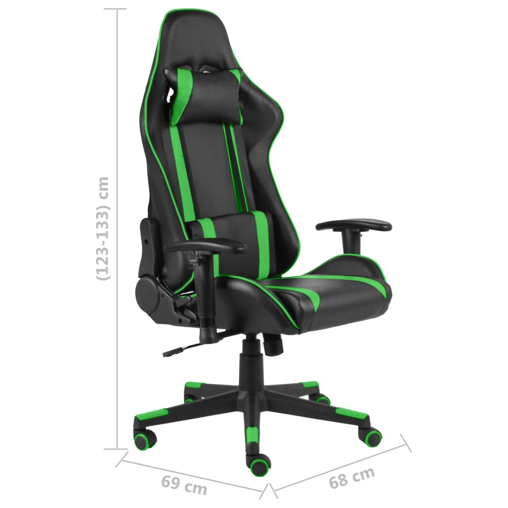 Silla gaming Ayton altura regulable + respaldo reclinable verde 123-133x60x69 cm