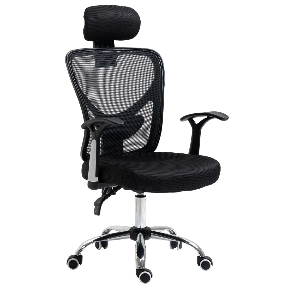 Silla de oficina Farlow Vinsetto altura ajustable + reposacabezas negro 108-118x62x67 cm