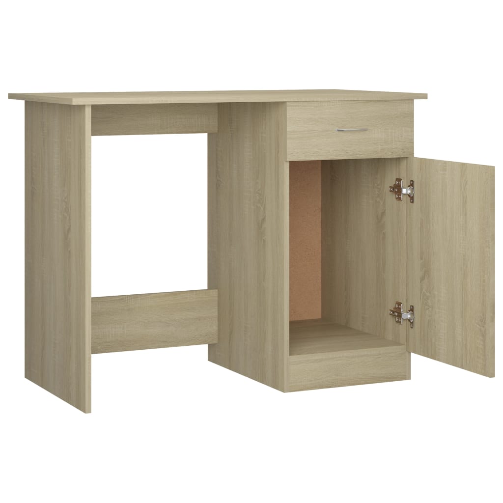 Escritorio Edra con cajón + armario roble claro 76x100x50 cm
