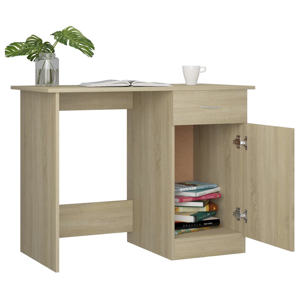 Escritorio Edra con cajón + armario roble claro 76x100x50 cm