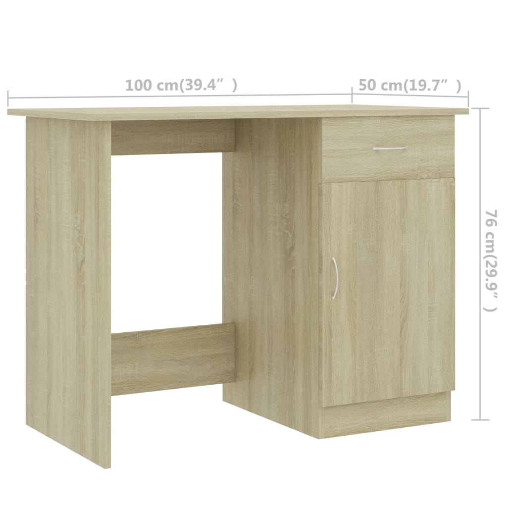 Escritorio Edra con cajón + armario roble claro 76x100x50 cm