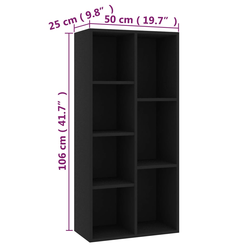 Estantería Lawer 7 compartimentos negro 106x50x25 cm