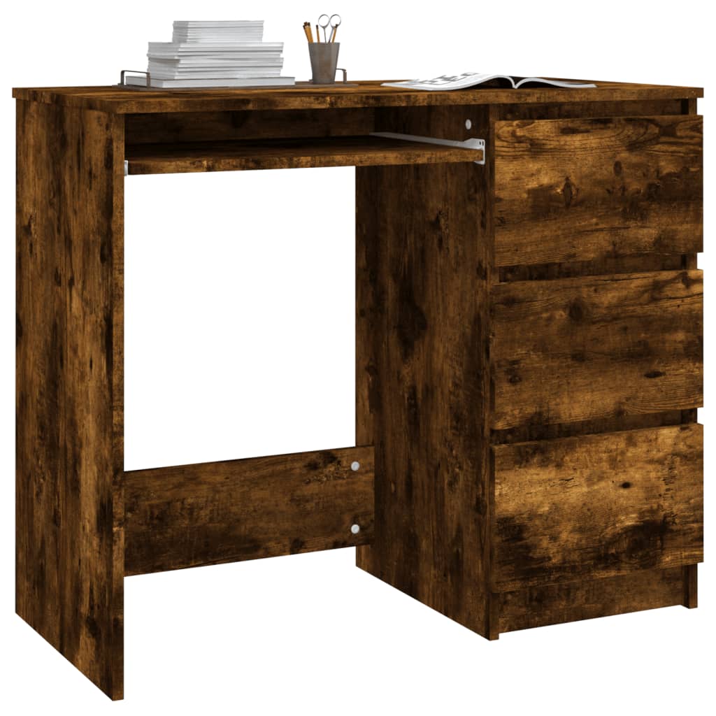 Escritorio Darú 3 cajones + compartimento teclado roble oscuro 76x90x45 cm