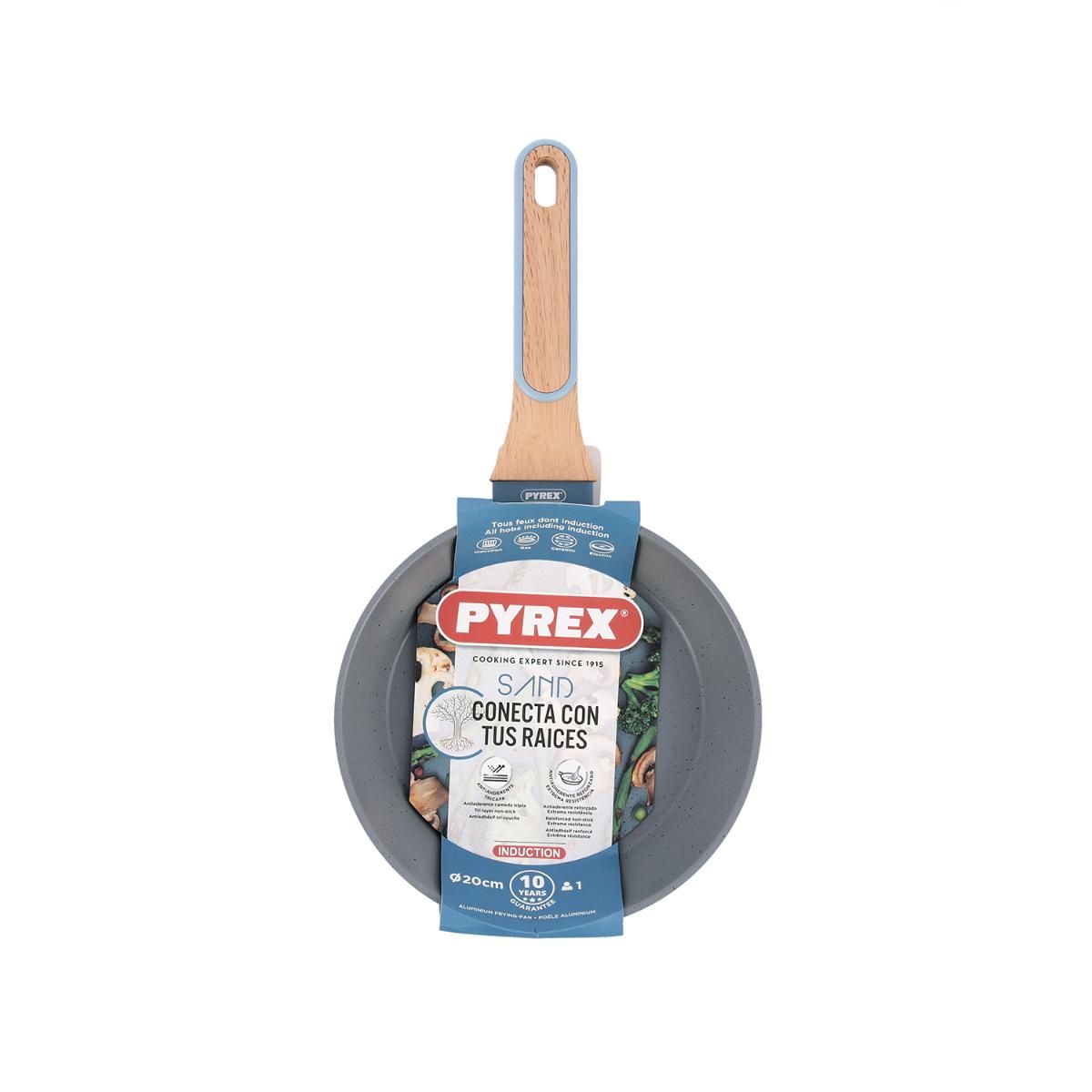 Sarten-Sand-Pyrex-aluminio-forjado-azul-gris-Ø26-cm-envoltorio