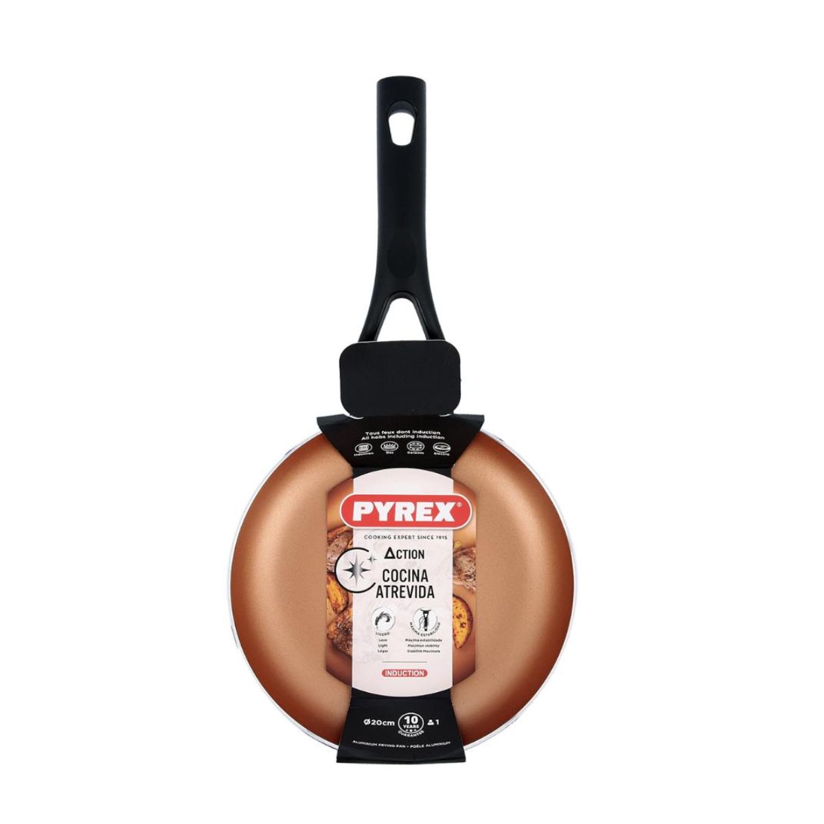 Sarten-Action-Pyrex-aluminio-prensado-negro-cobre-Ø20-cm