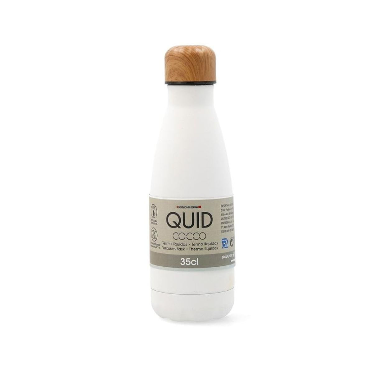 Botella-termica-Cocco-Quid-acero-inoxidable-blanco-350-ml-etiqueta