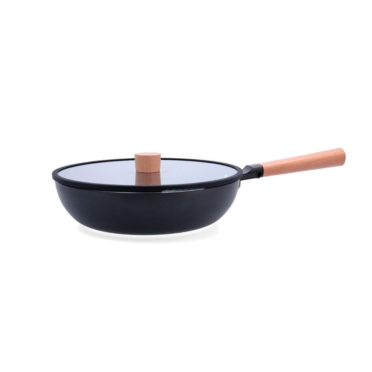 Guisera-Naturalia-Quid-con-tapa-aluminio-estampado-negro-Ø28-cm