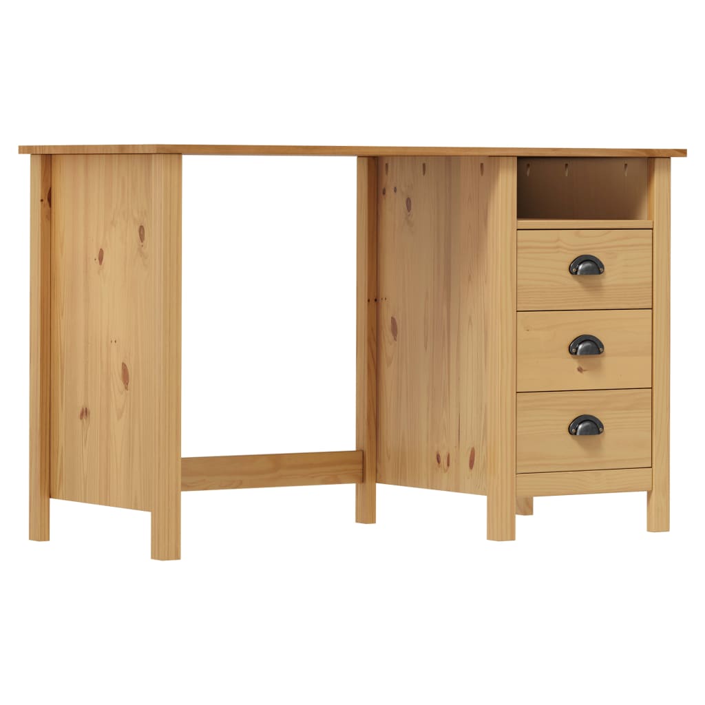 Escritorio Hill 3 cajones + compartimento madera de pino natural 74x120x50 cm