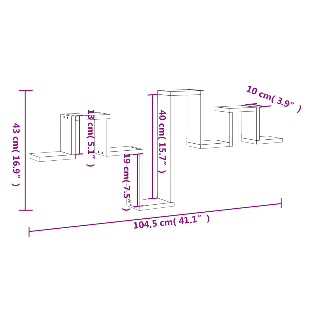 Estantería Vitta de pared diseño irregular blanco 43x104,5x10 cm