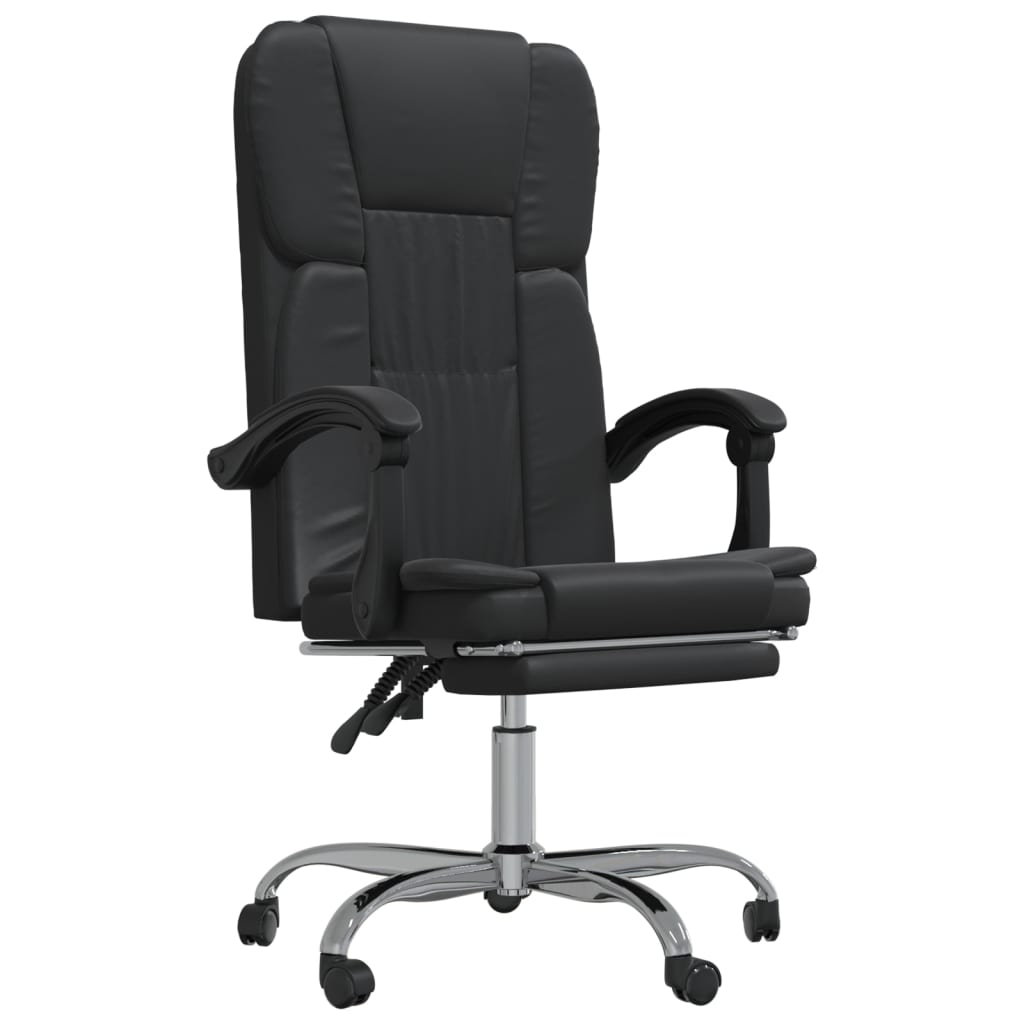 Silla de oficina Nusar reclinable con reposapiés negro 112,5-122x63x56 cm