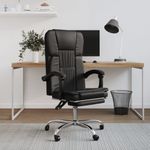Silla de oficina Nusar reclinable con reposapiés negro 112,5-122x63x56 cm