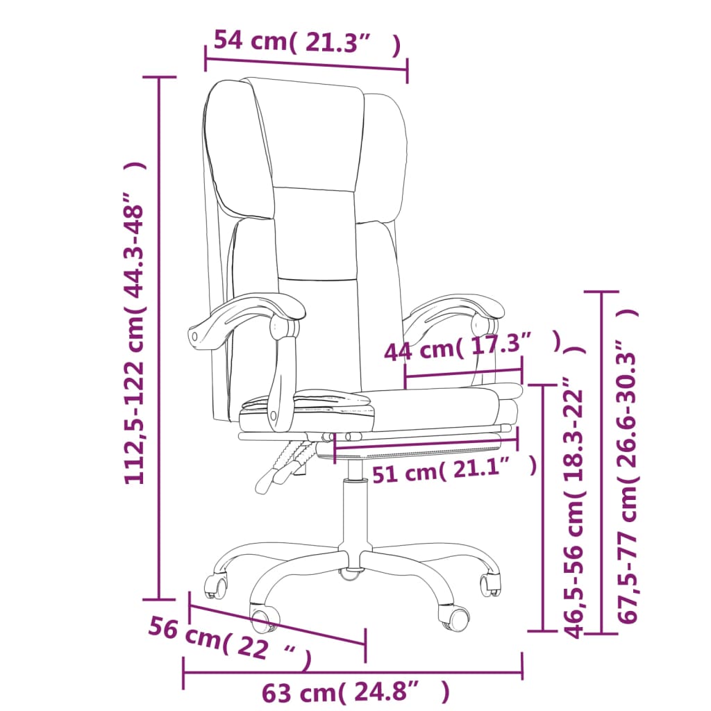 Silla de oficina Nusar reclinable con reposapiés negro 112,5-122x63x56 cm
