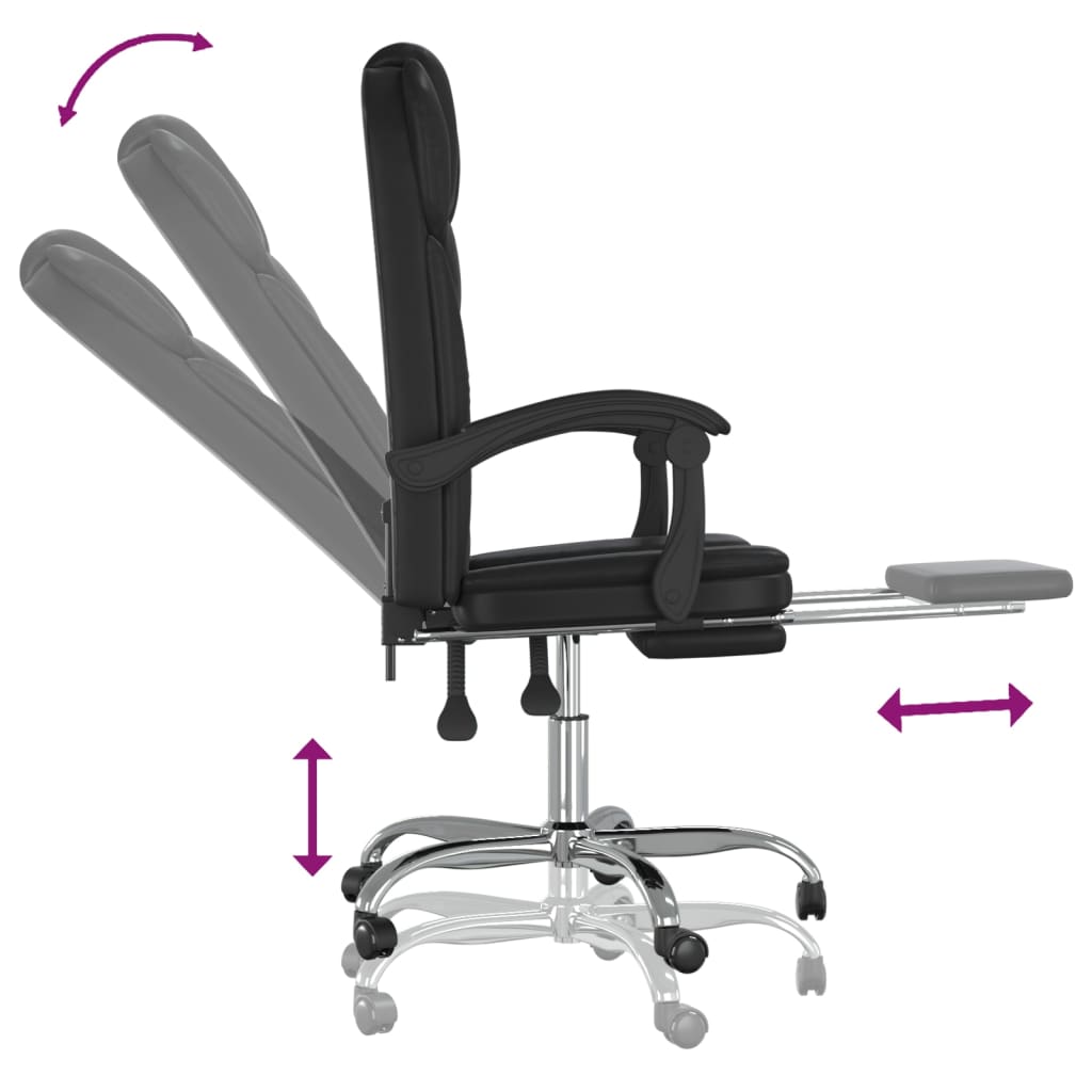 Silla de oficina Pulssar reclinable con reposapiés negro 112,5-122x63x56 cm