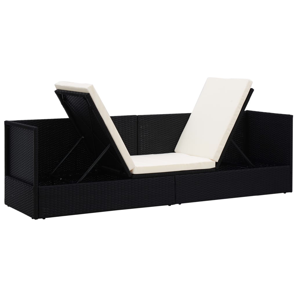 Sofá de exterior Selde tumbona reclinable 7 posiciones negro 58x200x60 cm