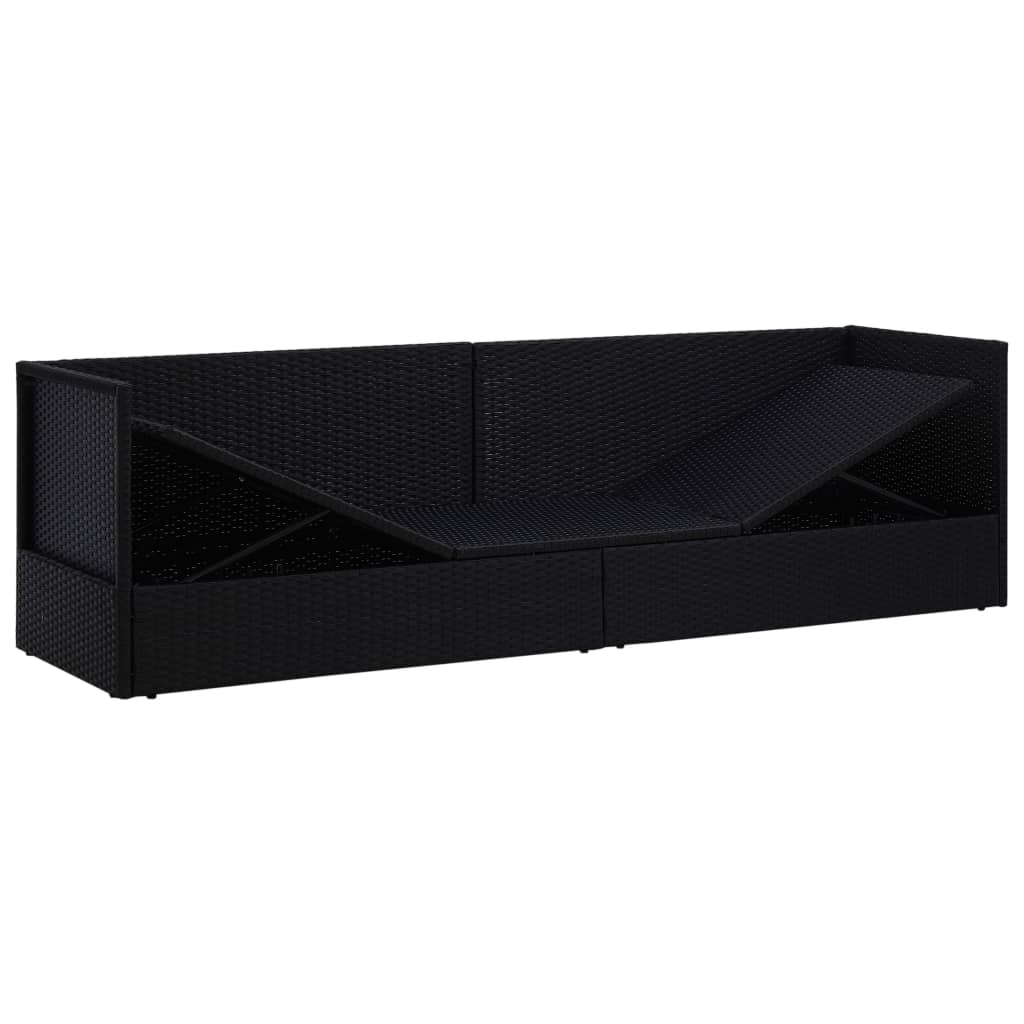 Sofá de exterior Selde tumbona reclinable 7 posiciones negro 58x200x60 cm