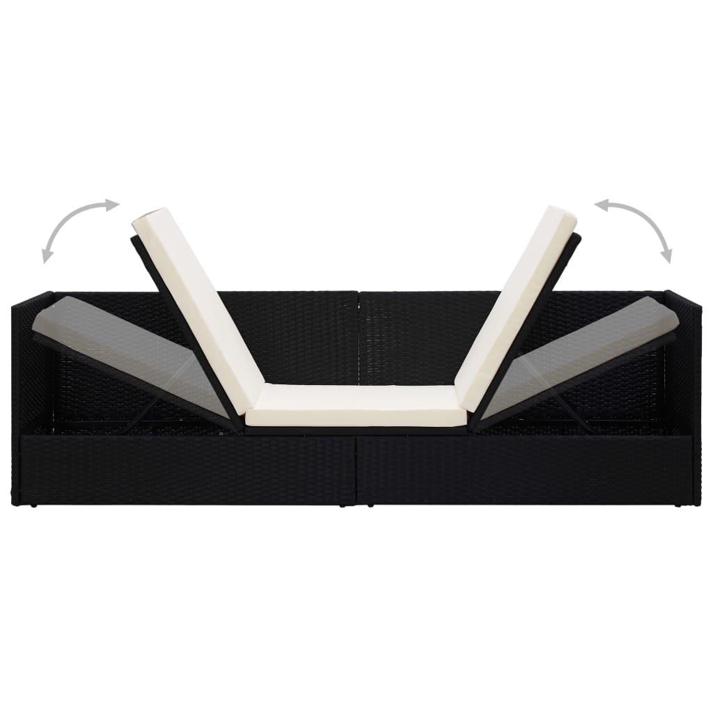 Sofá de exterior Selde tumbona reclinable 7 posiciones negro 58x200x60 cm