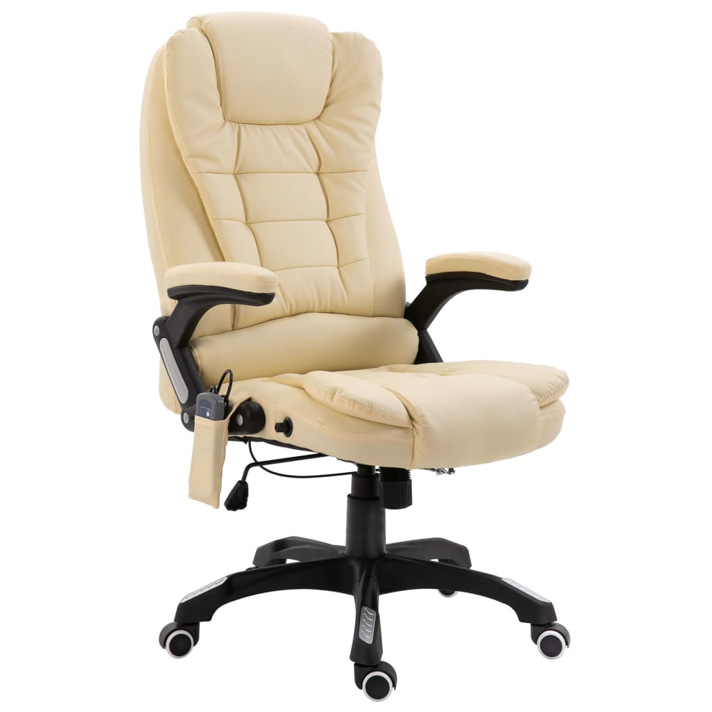 Silla de oficina Stanlow función masaje + calefacción crema 110-119x64x71 cm