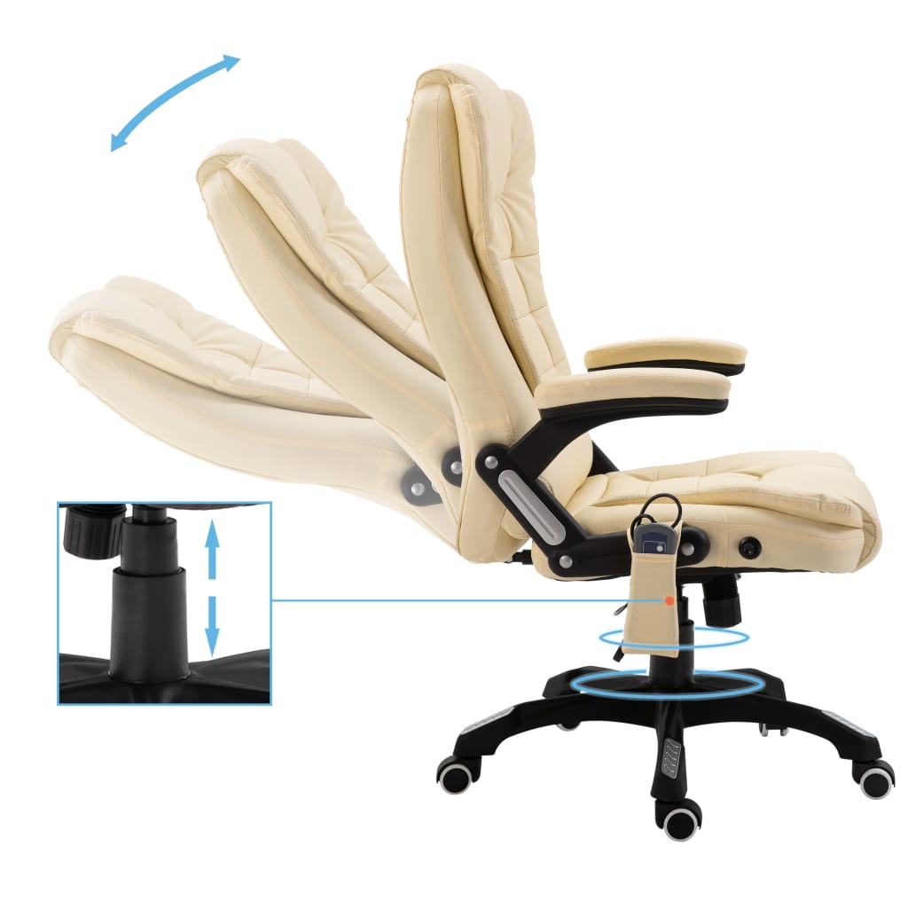 Silla de oficina Stanlow función masaje + calefacción crema 110-119x64x71 cm