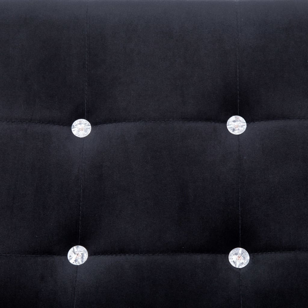Sofá de 2 plazas Varel con reposabrazos cromados negro 81x114x78 cm