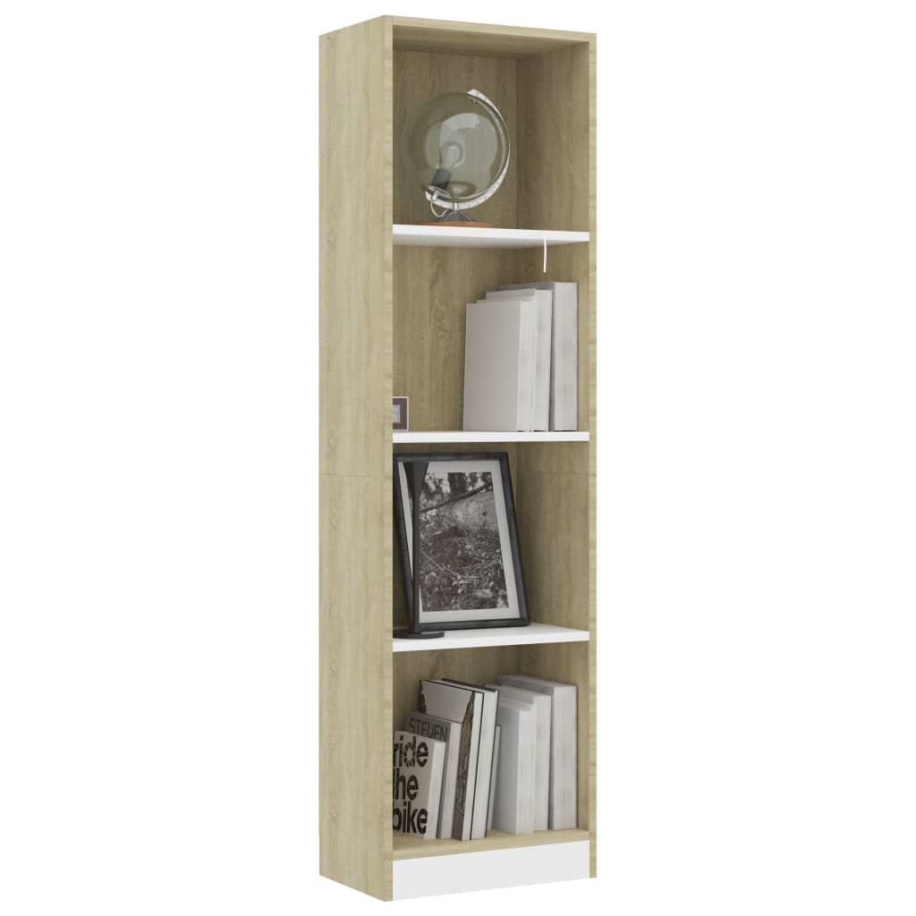 Estantería Valis 4 niveles blanco/roble claro 142x40x24 cm