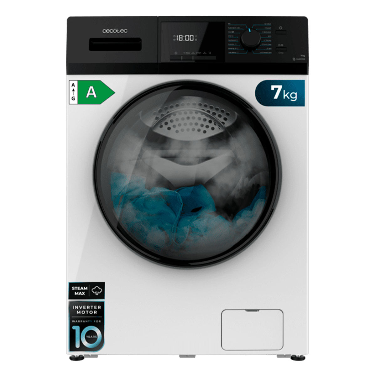 Lavadora Cecotec Bolero Dresscode 7410 Inverter A 7kg 1200 rpm Motor Inverter Plus A blanco 85 cm