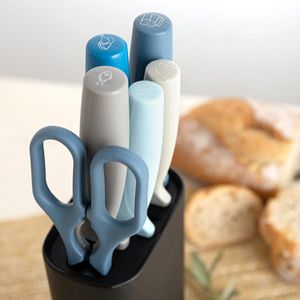 Set de cocina Ozon Quid 5 cuchillos + tijeras negro 21x13x8 cm