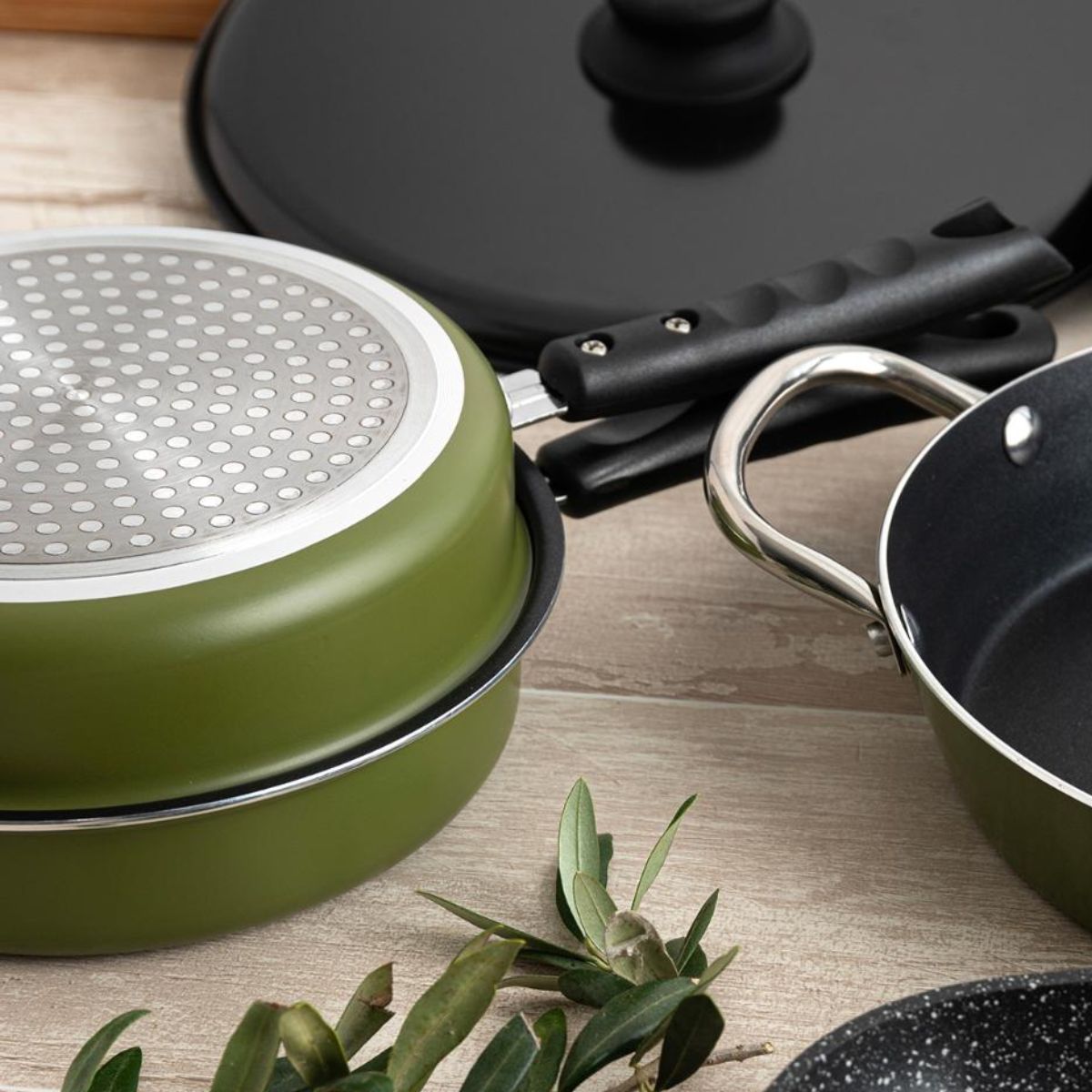 Sartén doble Naturalia Quid aluminio prensado verde Ø26 cm