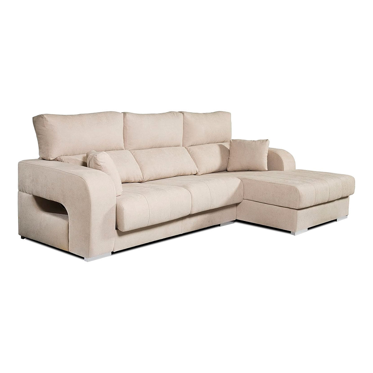 Sofá chaiselongue Diamante 3 plazas reclinable y deslizante beige frente izquierdo 2