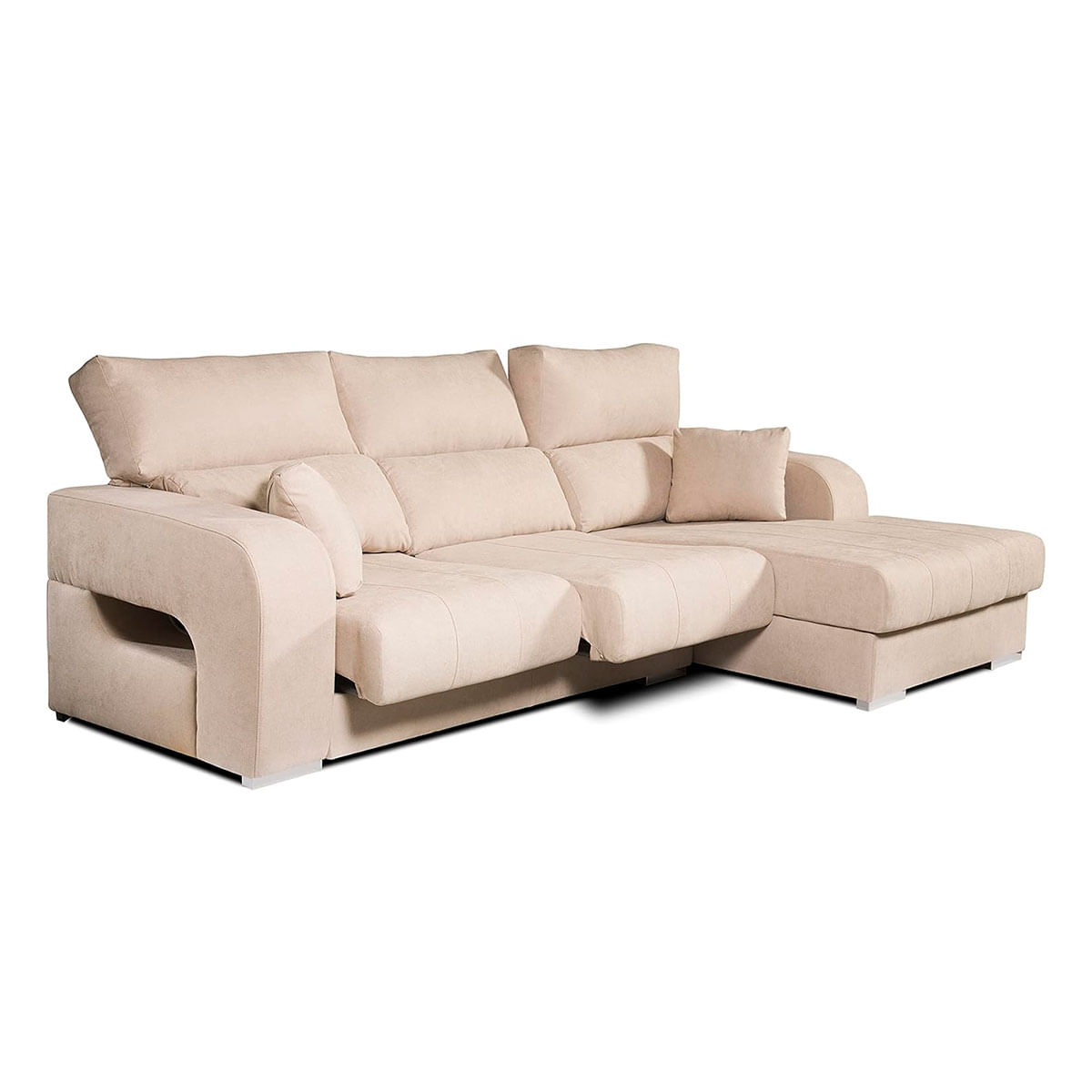 Sofá chaiselongue Diamante 3 plazas reclinable y deslizante beige frente izquierdo 3