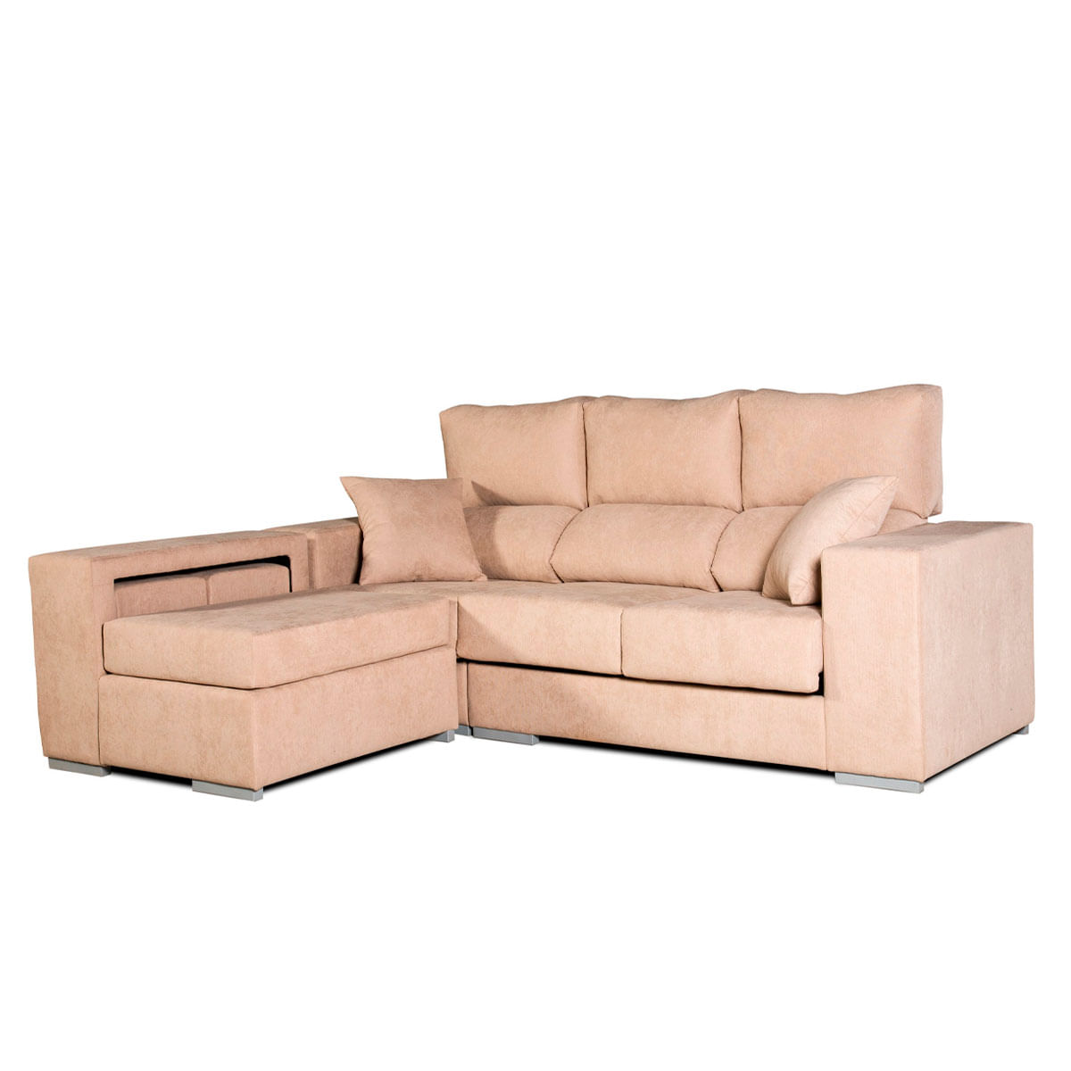 Sofá chaiselongue Marbella 3 plazas reclinable y deslizante beige frente izquierdo
