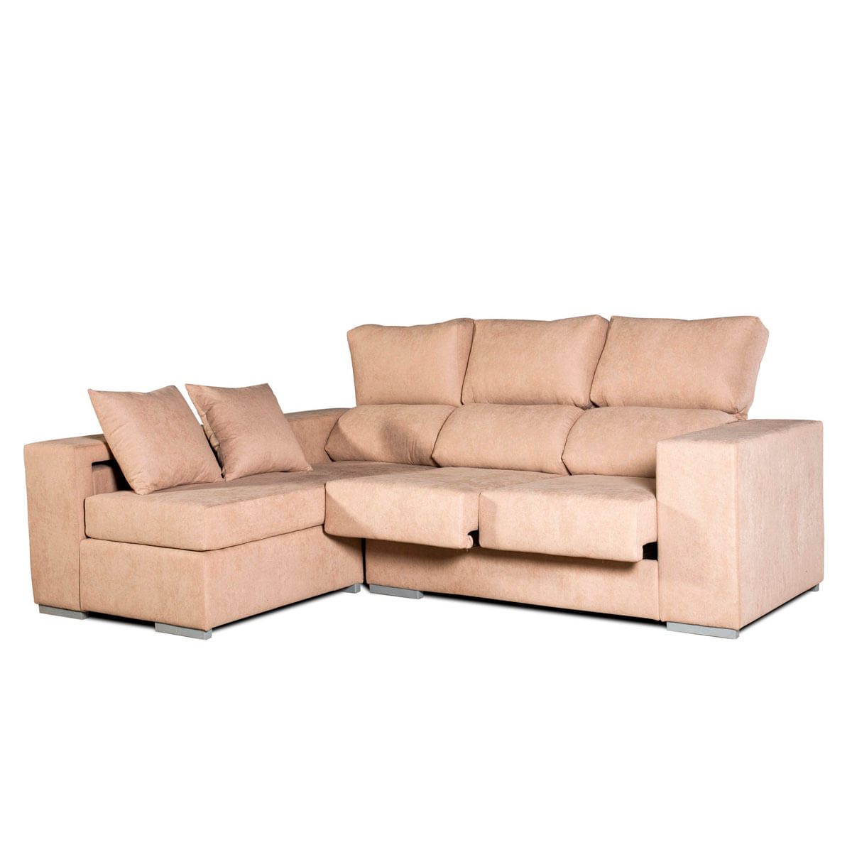 Sofá chaiselongue Marbella 3 plazas reclinable y deslizante beige frente izquierdo 2