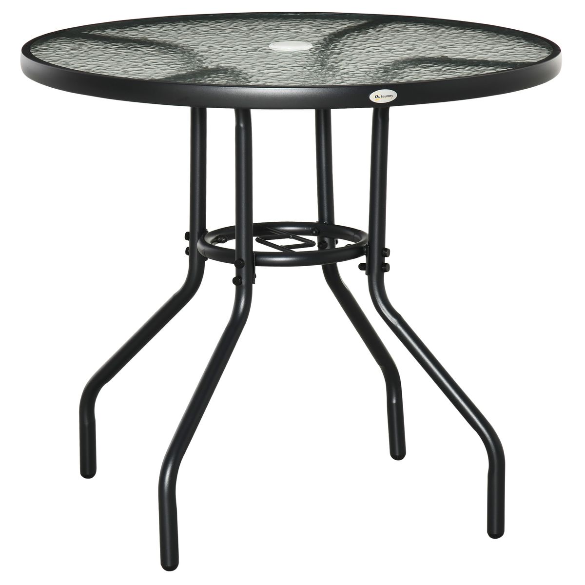 Mesa de jardín Stoke Outsunny redonda con agujero para sombrilla negro Ø80x72 cm