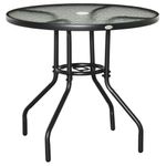 Mesa de jardín Stoke Outsunny redonda con agujero para sombrilla negro Ø80x72 cm