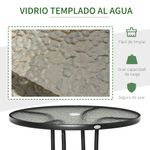 Mesa de jardín Stoke Outsunny redonda con agujero para sombrilla negro Ø80x72 cm