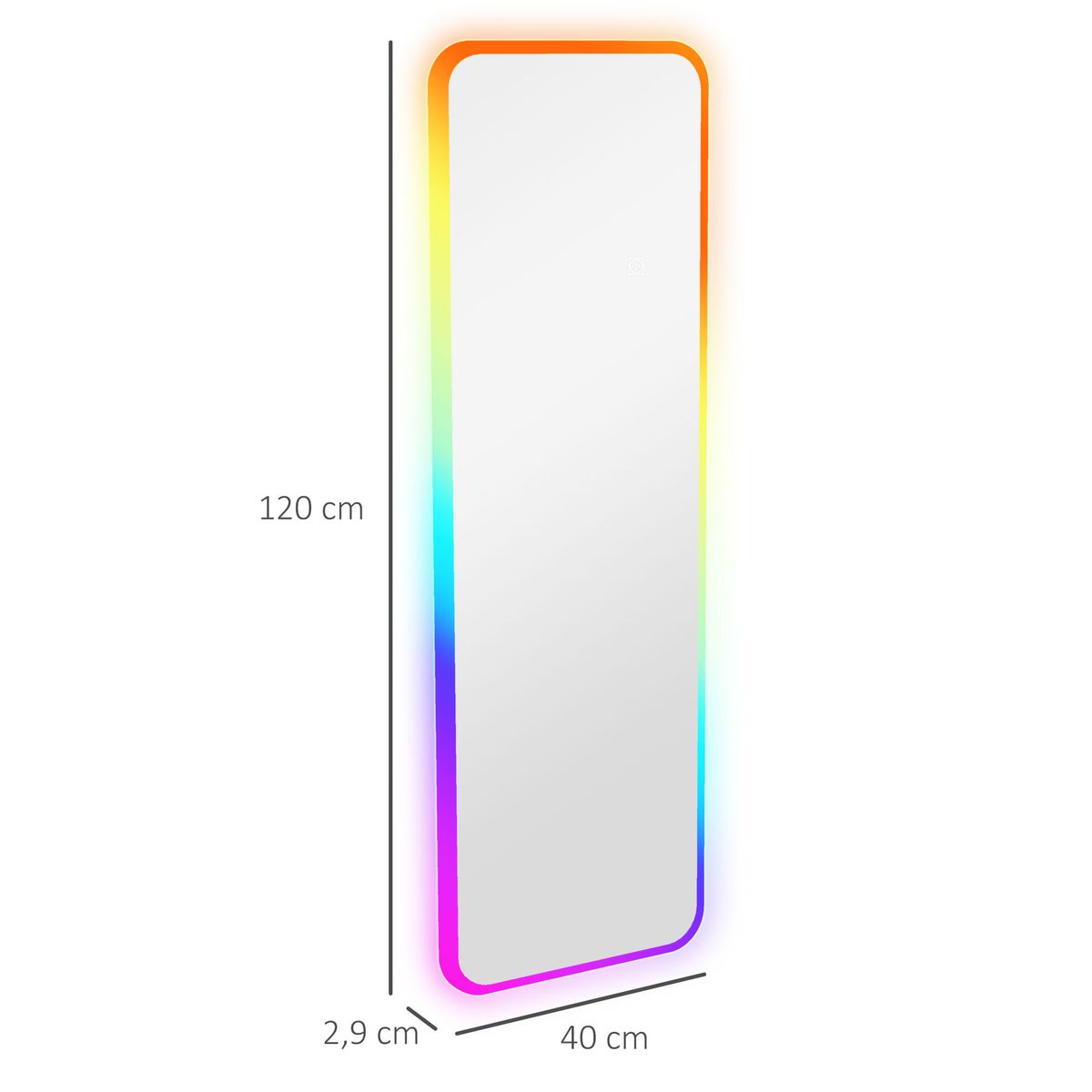 Espejo Defford Homcom luces LED 7 colores RGB 120x40 cm